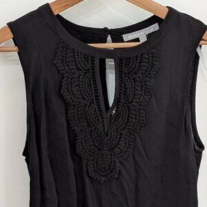 Black Quin Keyhole Crochet Top - Daniel Rainn size S